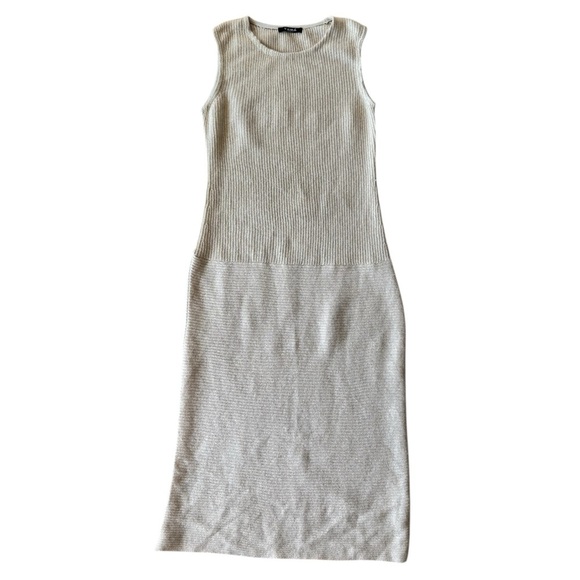 Yama by Gobi Mongolian Cashmere Dress Large Tan Gold Ribbed Knit Sleeveless - Picture 1 of 10